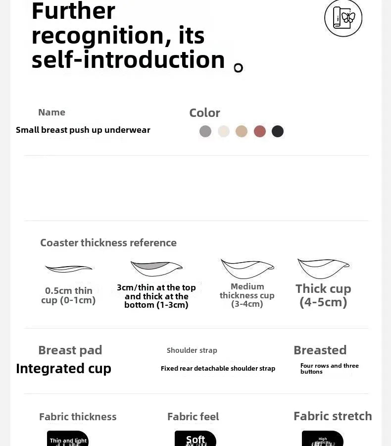 6cm Thickened Push-Up Bra for Small Chest Wireless No Steel Ring Letter Print Adjustable Straps Anti-Slip Pads Seamless Lingerie