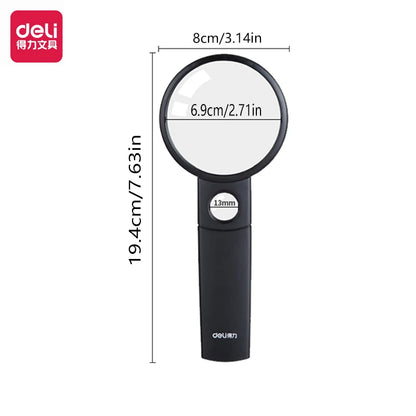 Deli High-Definition Handheld Magnifying Glass Portable Elderly Reading Aid with Dual Mirror for Identification