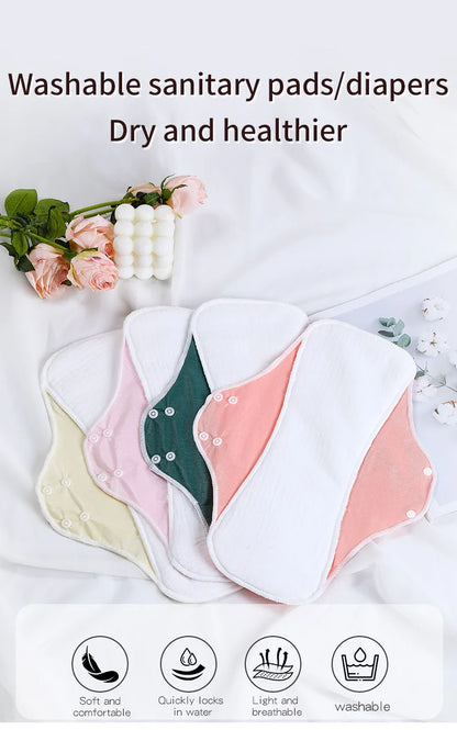 3pcs Reusable Sanitary Pads Cotton Yarn Washable Period Pads High Absorbency Leak-Proof Protection Skin-Friendly for Daily Use