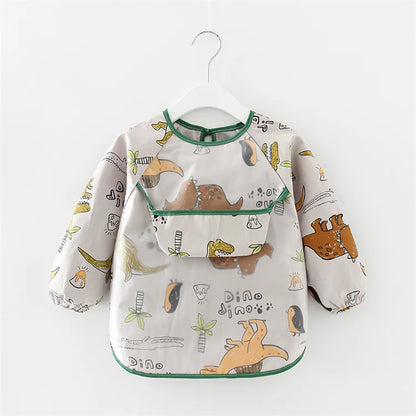 Newborn Baby Bibs Blouse Waterproof Long-sleeved Reverse Dressing Infant Eating Clothes Apron Bib Protective Clothing 0-2Years