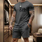2026 Summer Men's Short Sleeved T-shirt Drawstring Shorts Set Breathable Outdoor Sports Set Men's Daily Fishing Suit