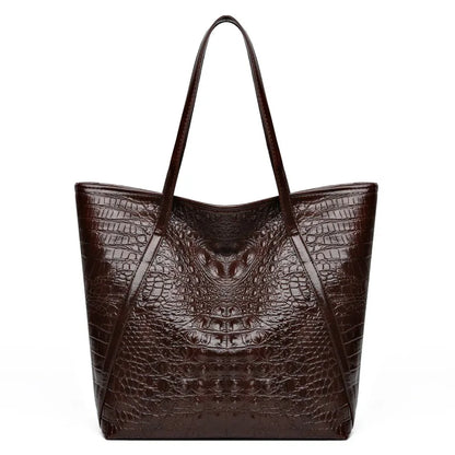 Simple Versatile Crocodile Print Tote Bag Large Capacity Fashion Handbag Vintage Design Shoulder Women's Bag