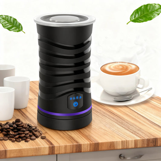 Elektrinis pieno putų plakiklis „keturi viename“, 600 ml talpos, tyliai veikiantis, tinka kavai latte, karštam šokoladui ir kitiems gėrimams