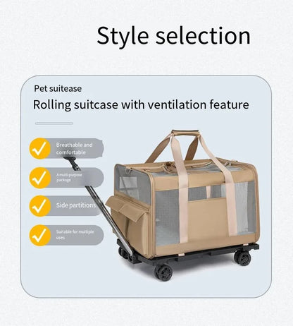 Foldable Lightweight Pet Travel Carrier Bag Breathable with 360° Swivel Wheels for Cats Dogs Portable Outdoor Pet Backpack 2026