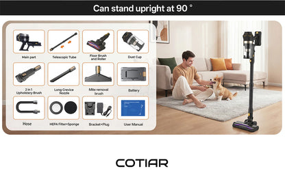 COTIAR Cordless Vacuum Cleaner V30 PRO 800W Powerful 75kPa Suction 95 Mins Runtime Handheld Home Appliance Portable Removable Battery