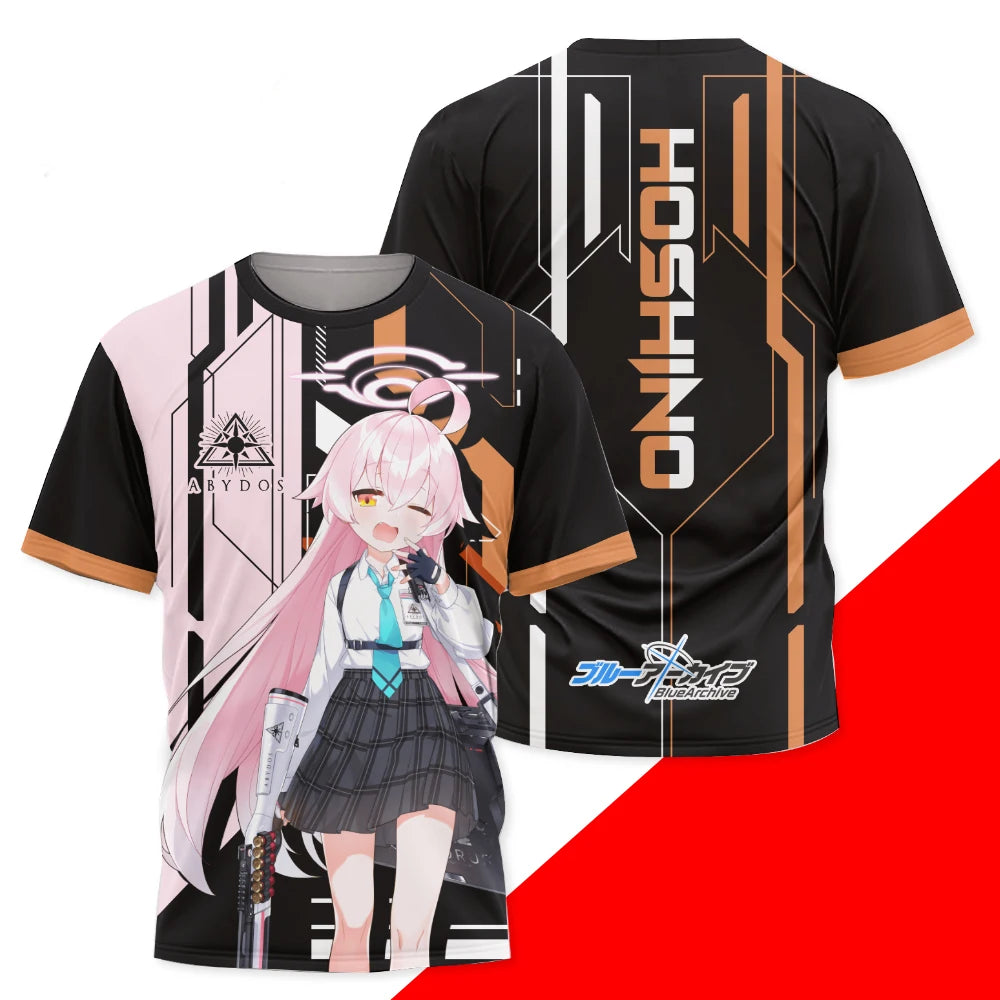 Takanashi Hoshino Game Blue Archive Cosplay T-shirts 3D Print Anime Cartoon Tees Summer Men Women Harajuku Y2k Short Sleeve Tops