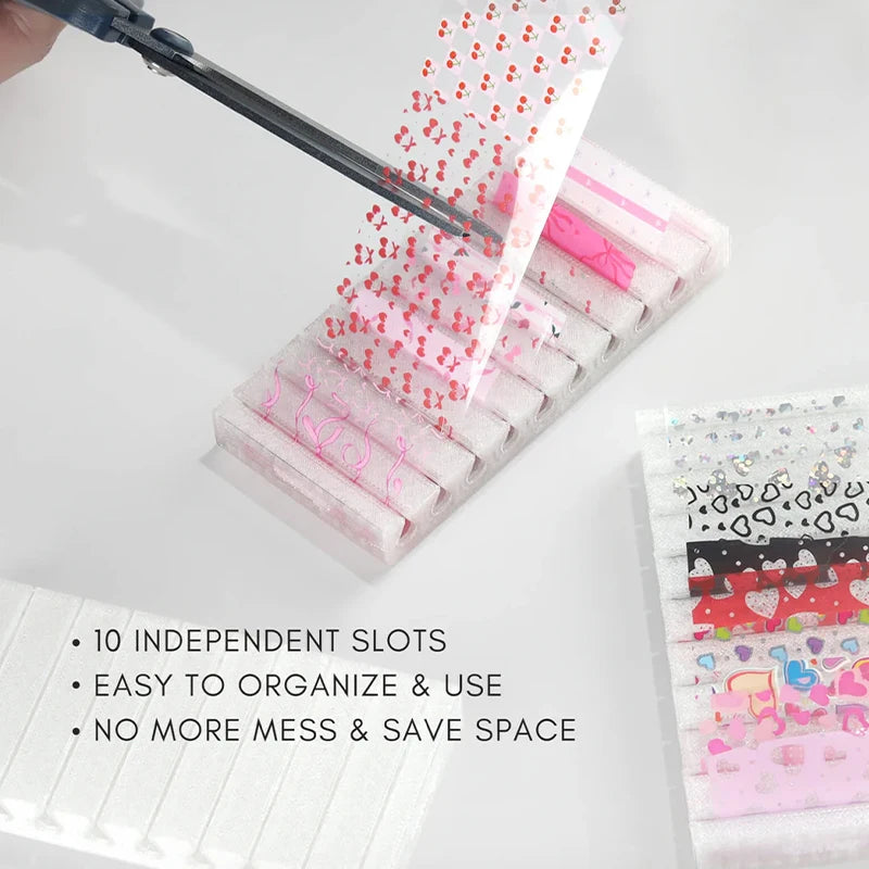 Nail Foils Gradient Transfer Foil Storage Box Nail Art Stickers Stripe Floral Manicure Decals Nails Decoration
