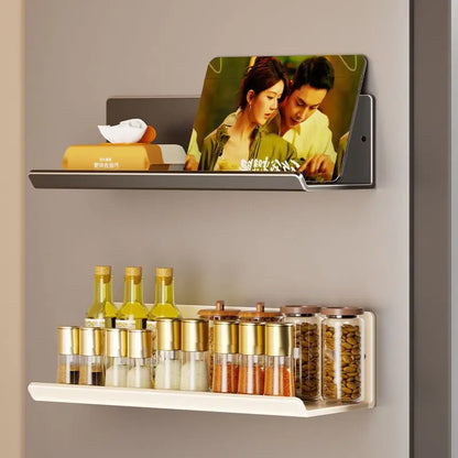 Magnetic Kitchen Refrigerator Storage Rack Without Punching Wall-mounted Condiments Spice Shelf Household Organizer