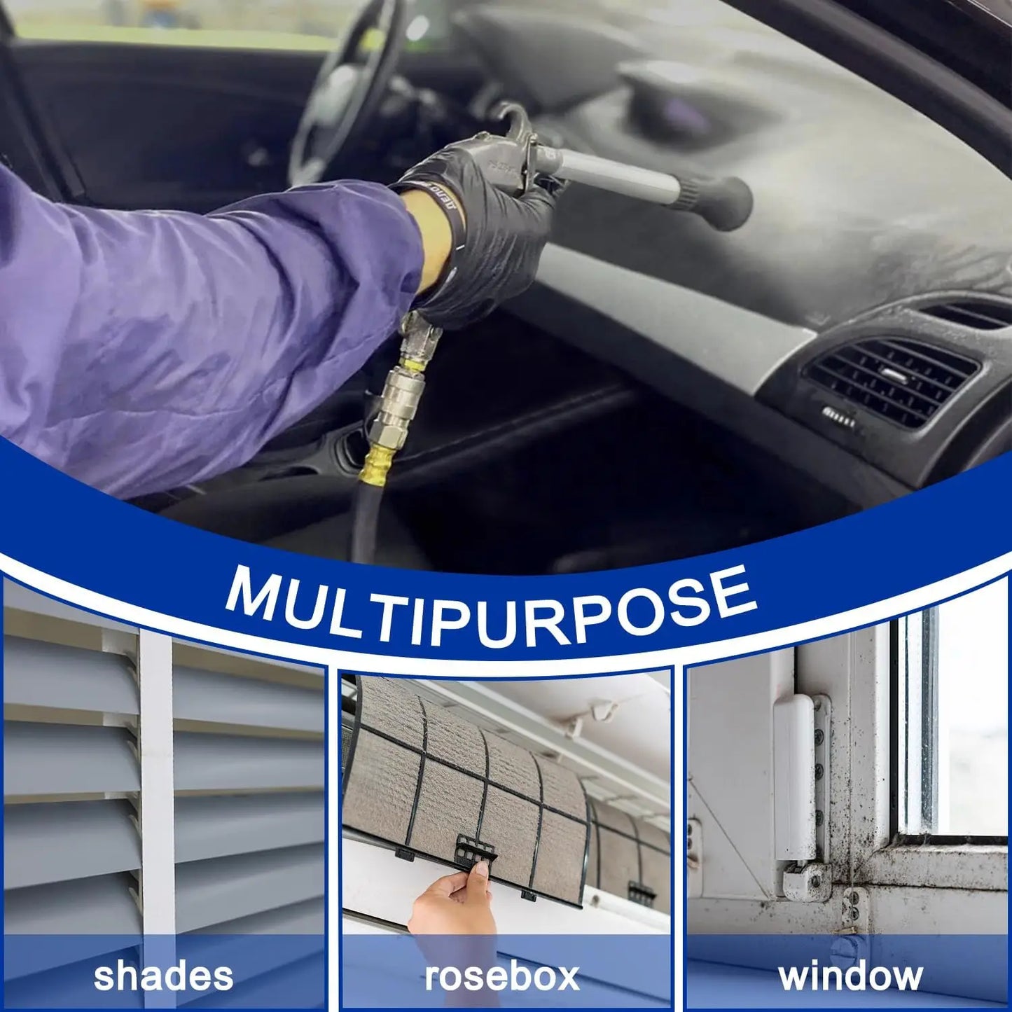Car Cleaning Gun, High Pressure Air Blow Gun, High-Pressure 1/4 Inch Dry Blow Cleaning Tool, Uncharged Interior Spraying Washer