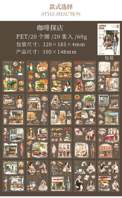 JIANQI 20 Sheets PET Die cut Stickers book Girl's Handbook Decorative handmade Scrapbooking Material Diary Album Craft Supplies