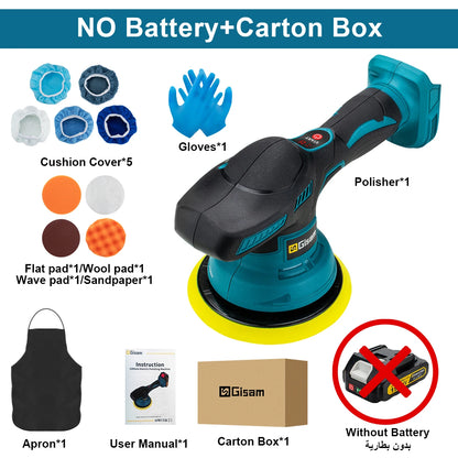 Gisam Cordless Car Polisher 8 Gears Adjustable Auto Electric Waxing Sanding Sealing Glaze Power Tool Fit Makita 18v Battery Pin