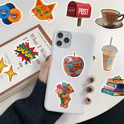 50/100Pcs Retro Y2K Aesthetic Stickers, Vintage Cartoon Vinyl Decals for Laptops, Water Bottles, Guitars, Journals, Notebook
