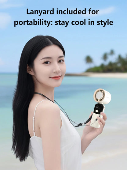 Lenovo Portable Fan Handheld Cooling Fan 100 Levels Foldable Rechargeable Strong Wind Air Cooler Digital Display Long Battery