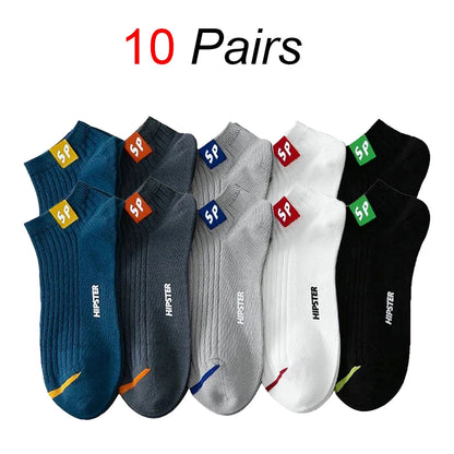 5/10/20/30 Pairs Men Ankle Socks Fashionable Letter Sports Style Odor Proof Sweat Absorbing Breathable Invisible Running Socks