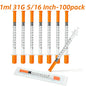 100/30 Pack 1ml 30G/31G 5/16 inch (8mm) Syringes with Needles Individually Packaged for Laboratory And Pet Supplies