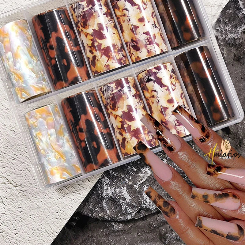 Nail Foils Gradient Transfer Foil Storage Box Nail Art Stickers Stripe Floral Manicure Decals Nails Decoration