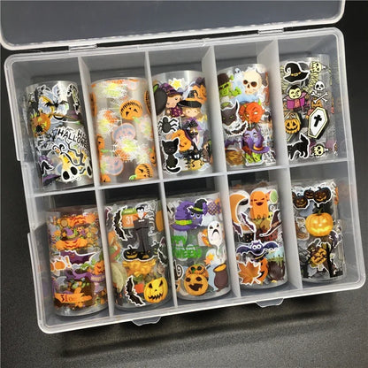 10 Patterns New Metal Nail Foils for Transfer Paper Stickers Floral Chameleon Nails Wraps DIY Water Marble Nail Art Decorations