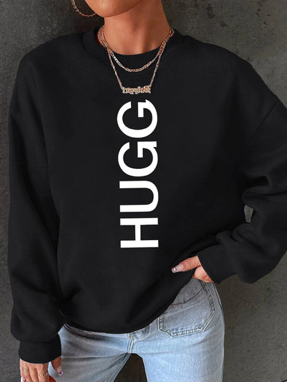 Women's autumn and winter casual fashion loose and comfortable warm eye pattern printed round neck long sleeved pullover