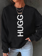 Women's autumn and winter casual fashion loose and comfortable warm eye pattern printed round neck long sleeved pullover