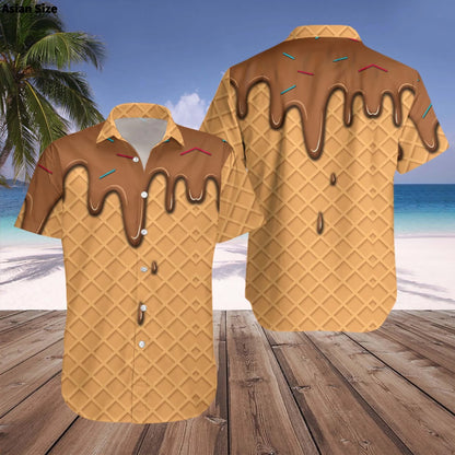 2025 Cold Ice Cream Hawaii Shirt Unisex 3D Printed Funny Popsicle Aloha Shirts Summer Short Sleeve Beach Lapel Blouse Tops