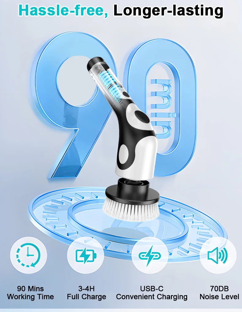 HOMEFISH Multifunctional Electric Cleaning Brush Voice Rechargeable Smart Rotary Cleaning Brush Kitchen Cleaning Brush