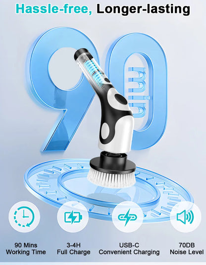 HOMEFISH Multifunctional Electric Cleaning Brush Voice Rechargeable Smart Rotary Cleaning Brush Kitchen Cleaning Brush