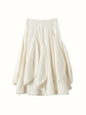 French 100% Pure Cashmere Skirt Ruffle Irregular A-line Soild Midi Sirt Autumn Winter Women Elegant Pleated  Knit Dress Fashion