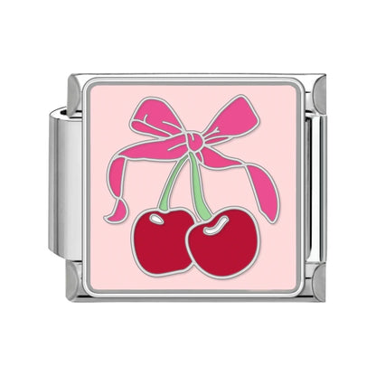 Y2K Series Heart Flowers Cherry Ball Butterfly Italian Charm Links Fit 9mm Stainless Steel Bracelet DIY Making Jewelry Gifts