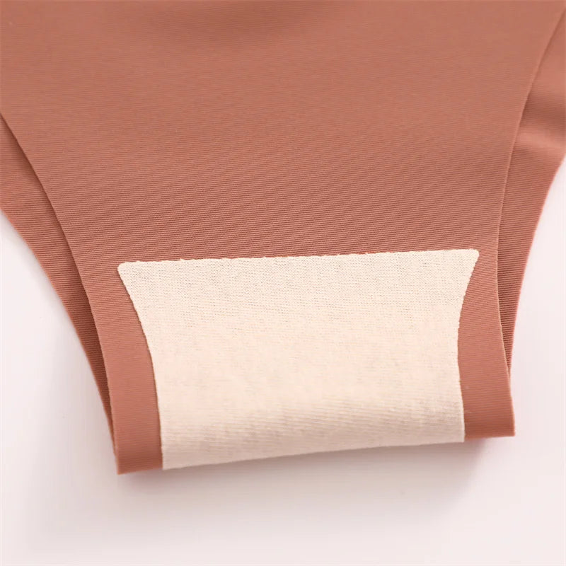 4PC Women Seamless Briefs Sexy V-Waist Underwear 10 Solid Colors Ice Silk No Trace Panties Female Breathable Intimates Lingerie