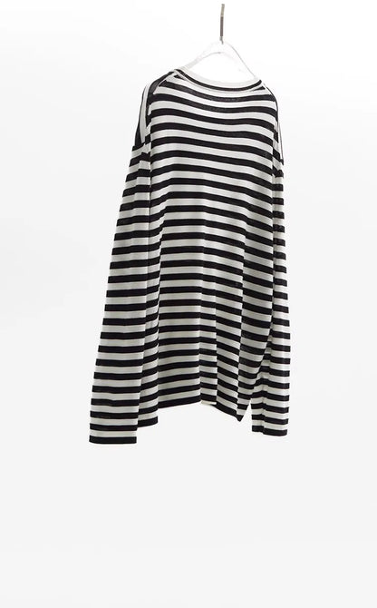 Classic Striped Long Sleeve T-Shirt Casual Versatile Knitted Pullover Top for Women 2026 Spring New Style
