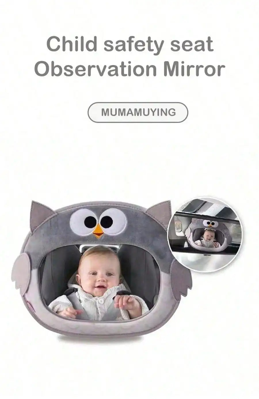 Adjustable Baby Car Rearview Mirror with Cartoon Plush Toy Multifunctional Safety Seat Interior Decoration for Cars