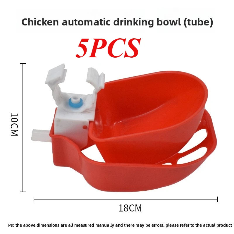 1/5PCS Automatic Poultry Waterer 10L Bucket with Drinking Cups, Chicken Duck Goose Pigeon Water Bowl Feeder Farm Coop Supplies