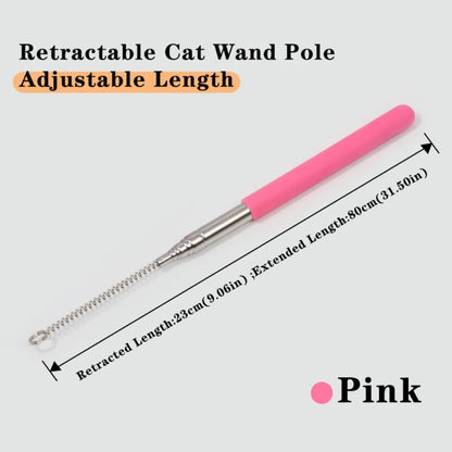 Retractable Cat Wand Pole Interactive with Hanging Loop DIY Cat Exercise Stick Stainless Steel Adjustable Length