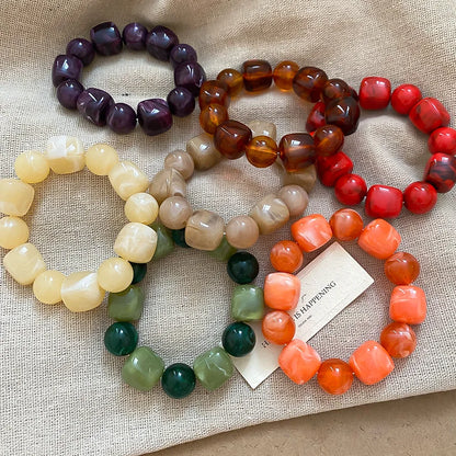 Acrylic Irregular Square Round Beaded Bracelet for Women European and American Simple Bracelet Korean Fashion Hand Accessories