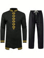 Muslim Robe Trousers The Traditional Dress of Arab Men 3D Pattern Printing Black White Yellow Navy Blue Long-Sleeved