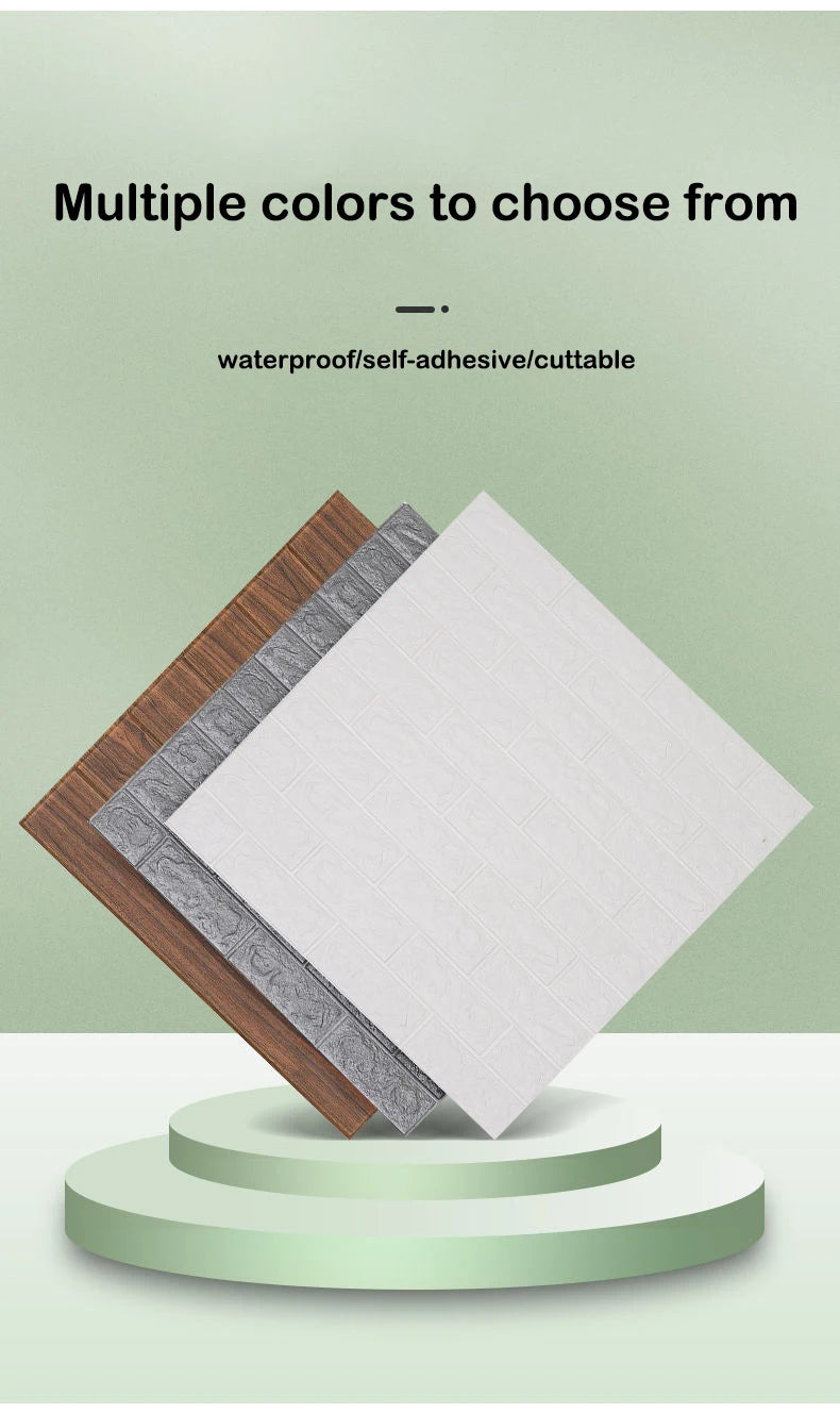 Self Adhesive PVC Waterproof Wallpaper For Home Decoration Peel and Stick 3D Foam Faux Brick Pattern Wall Stickers 70cmx2m