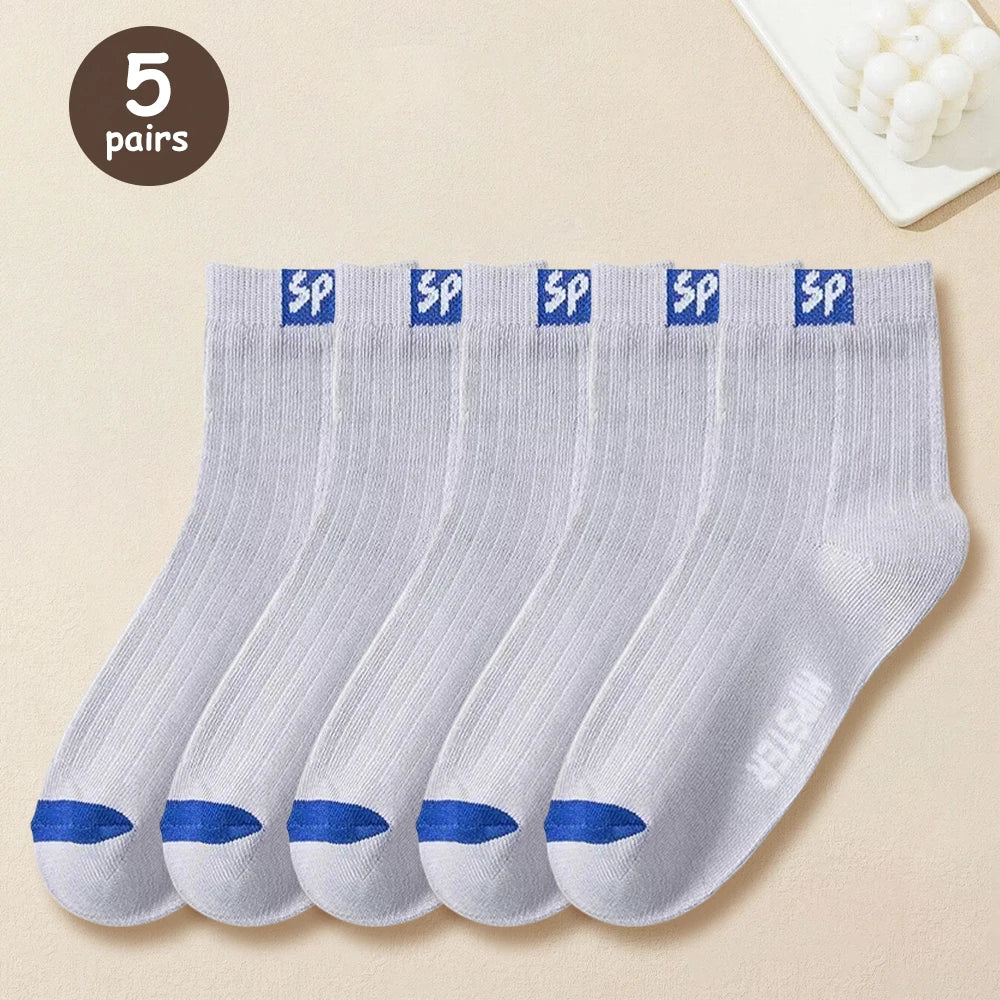 5/10/15/20 Pairs Men Socks Breathable Cotton Sports Stockings Comfortable Men Socks Sweat Absorption Business Socks Letter Print