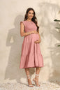 Dress for Pregnant Women Maternity Dress Fly-sleeved Pleated Layered Short-sleeved Clothes Chiffon Pregnant Dresses Clothing