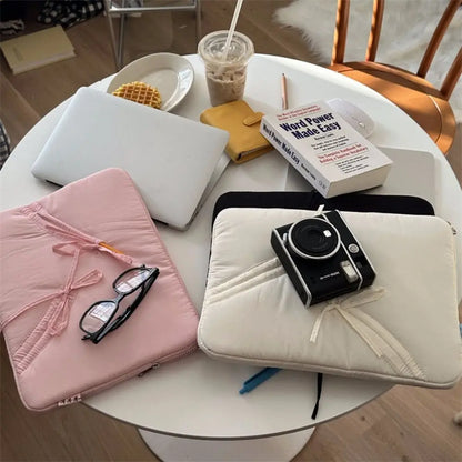 New 11/13/15.6 inch Laptop Sleeve Case Shockproof Bowknot Notebook Cover Ultra Thin Large Capacity Tablet Protective Pouch