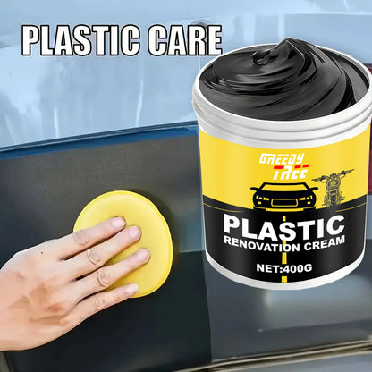 400g Heavy-Duty Car Plastic Renovator Wax - Fast-Acting Scratch Repair, Restores & Protects Car Bumpers, Interiors, Dashboard