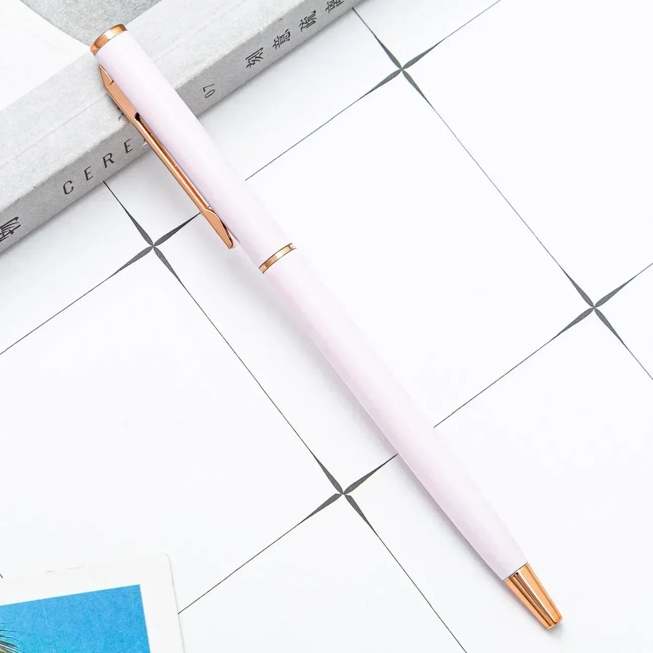 50 Pcs Metal Ballpoint Pen Rose Gold Pen Custom Logo School&office Supplies Stationery Business Gift Lettering Engraved Name