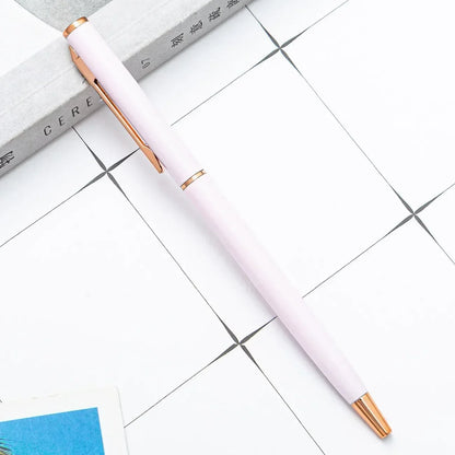 50 Pcs Metal Ballpoint Pen Rose Gold Pen Custom Logo School&office Supplies Stationery Business Gift Lettering Engraved Name