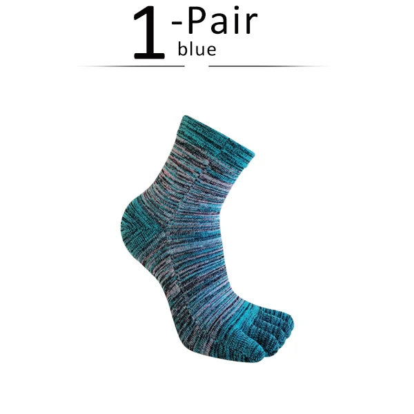 1/5 Pairs Colorful 5 Finger Socks Business Man Cotton Striped Young Casual Sweat-Absorbing Happy Party Dress Toe Short Socks