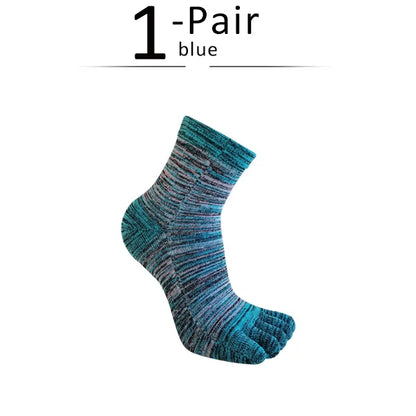 1/5 Pairs Colorful 5 Finger Socks Business Man Cotton Striped Young Casual Sweat-Absorbing Happy Party Dress Toe Short Socks