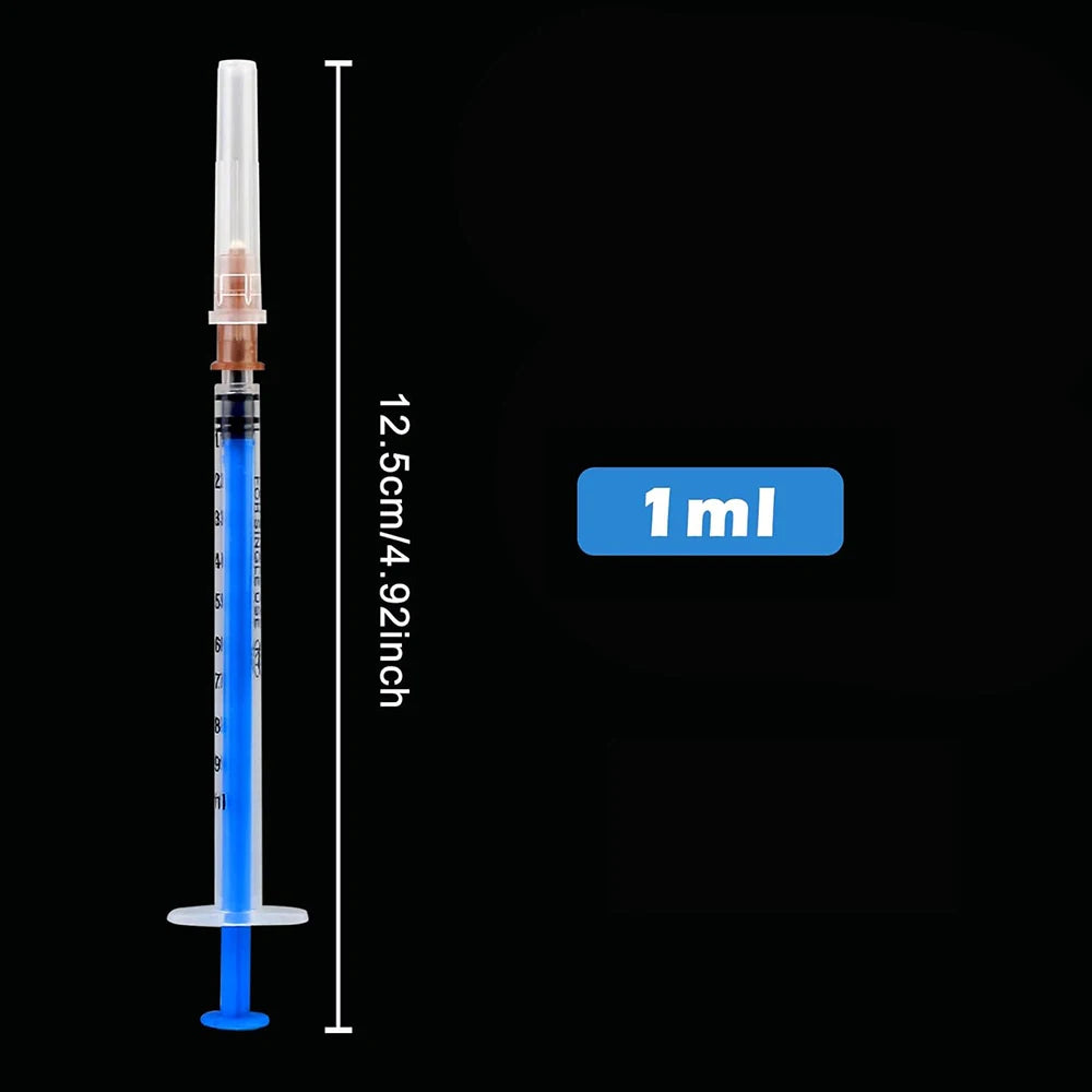 50Pcs/1Pc Disposable 1Ml/Cc Lab Syringe with 1" Needle, Individually Sealed Package