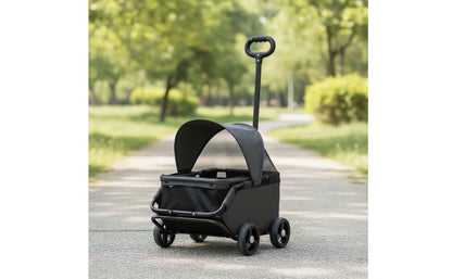 Four-Wheel Pet Stroller Compact Dog Stroller with Canopy Easy-to-Maneuver Roomy for Dogs, Outdoor Walks, Travel