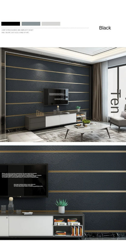 Modern Deerskin Velvet Wallpaper Non-woven Fabric 3D Stripe Living Room Bedroom TV Background Wall Paper טפט לקיר Home Decor