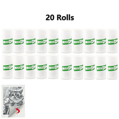 5/10/20 Rolls Mini Printer Thermal Paper with Core, White Adhesive Paper 57mm, Compatible with C9/X5/X6/X15 Mini Thermal Printer