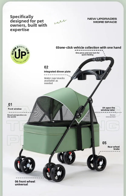 2026 New Lightweight Foldable Pet Stroller Teddy Cat Dog Handcart Outdoor Travel Cart for Small Pets