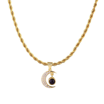 Custom Color Photo Projection Necklace Stainless Steel Rope Chain Valentine's Day Mother's Day Exquisite Fashion Gift for Women